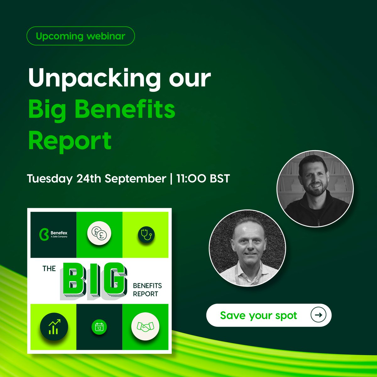 Our 𝐁𝐢𝐠 𝐁𝐞𝐧𝐞𝐟𝐢𝐭𝐬 𝐑𝐞𝐩𝐨𝐫𝐭 2024-2025 exploring the latest employee benefit trends is coming soon!   

Don’t miss our webinar, where Benefexers will share their perspectives and insights on the research findings. 🔍

Sign up here 👉 buff.ly/3X9ypPq