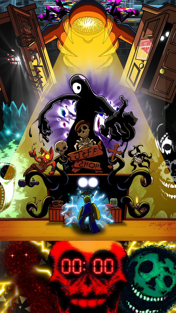 Paxtodrawsstuff's tweet photo. PEAK IS COMING OUT TODAY PREPARE THYSELVES

In honor of the occasion, I drew the whole base game cast, with some backdoor for dessert! This was such a fun piece to make 

#robloxgame #doors #doorsroblox #themines https://t.co/Hc75WHk49c