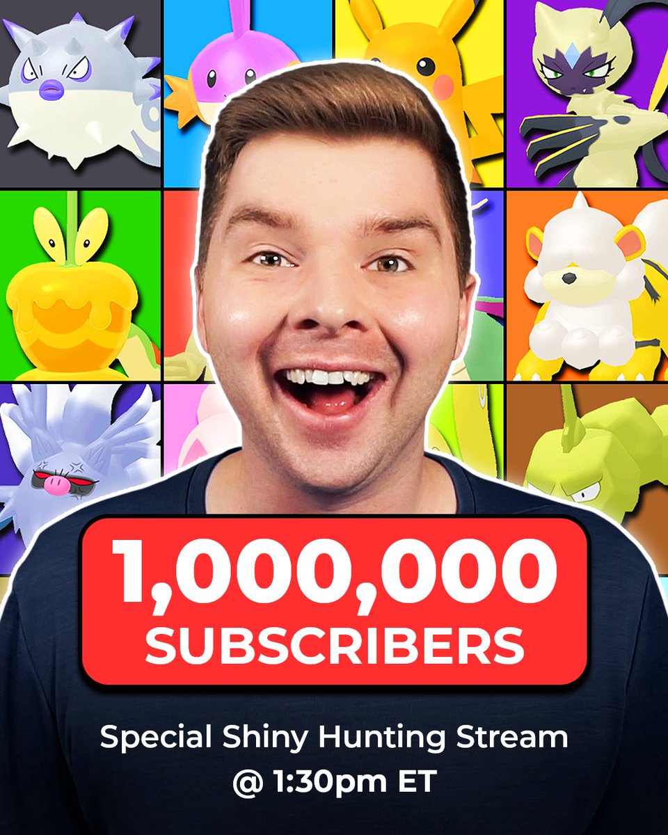 PM7John's tweet photo. Going to try and catch a shiny of every type before the channel hits 1 million subscribers today! https://t.co/7bRNH6pEFq