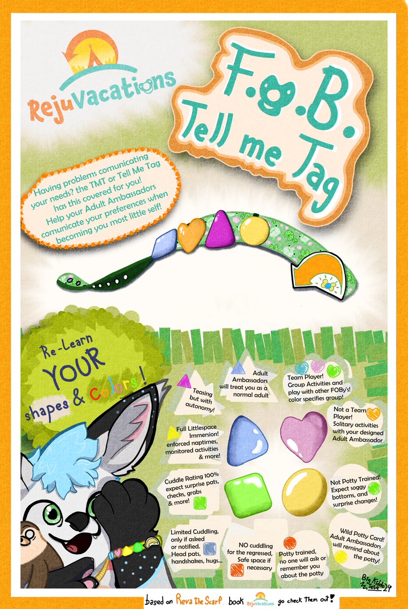 bigkiddotete's tweet photo. 🦕🧡
When you are on the Forest of Begginings after the procedure, its difficult to sometimes tell your needs, so introducing the Tell Me Tag! Ready to help Ambassadors see what are your preferences!
Based on the novel of the great @fennecmedic!
 #abdl #furryartist #Rejuvacations https://t.co/7BSL0wOJsL