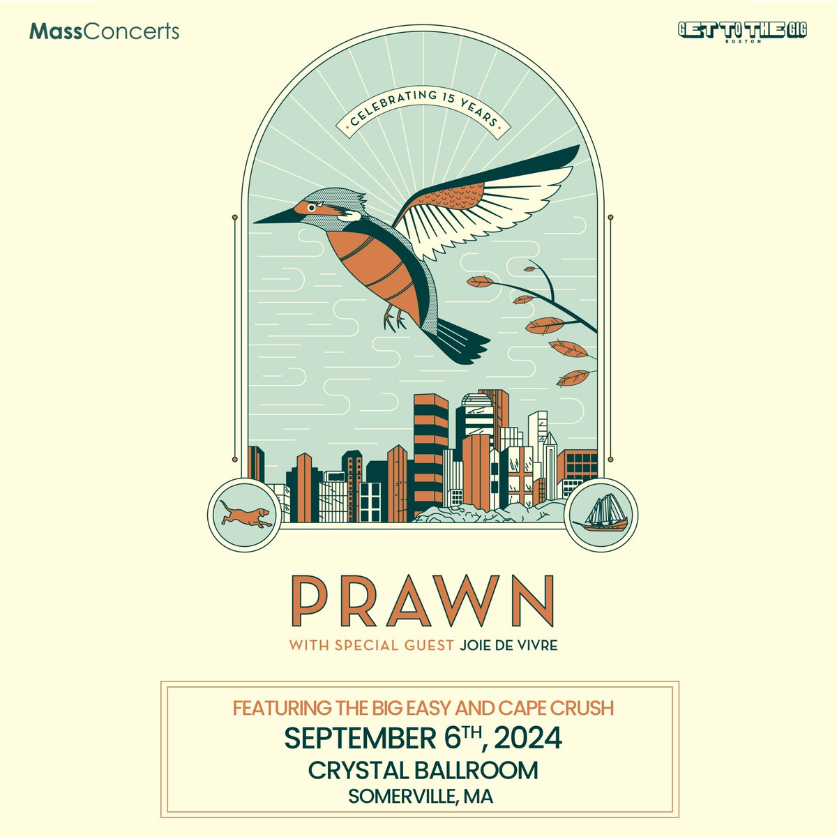 Get To The Gig Boston (@get2thegigbos) on Twitter photo We are STOKED that <a href="/PrawnMusic/">Prawn</a> is back!!!
In 1 WEEK join us to see them for the first time in over 6 YEARS at <a href="/CrystalSville/">Crystal Ballroom</a> with <a href="/JoieDeVivreBand/">Joie De Vivre</a>, <a href="/thebigeasyband/">The Big Easy</a> & Cape Crush!
Get your 🎟: ticketmaster.com/event/010060B5… We are STOKED that <a href="/PrawnMusic/">Prawn</a> is back!!!
In 1 WEEK join us to see them for the first time in over 6 YEARS at <a href="/CrystalSville/">Crystal Ballroom</a> with <a href="/JoieDeVivreBand/">Joie De Vivre</a>, <a href="/thebigeasyband/">The Big Easy</a> & Cape Crush!
Get your 🎟: ticketmaster.com/event/010060B5…