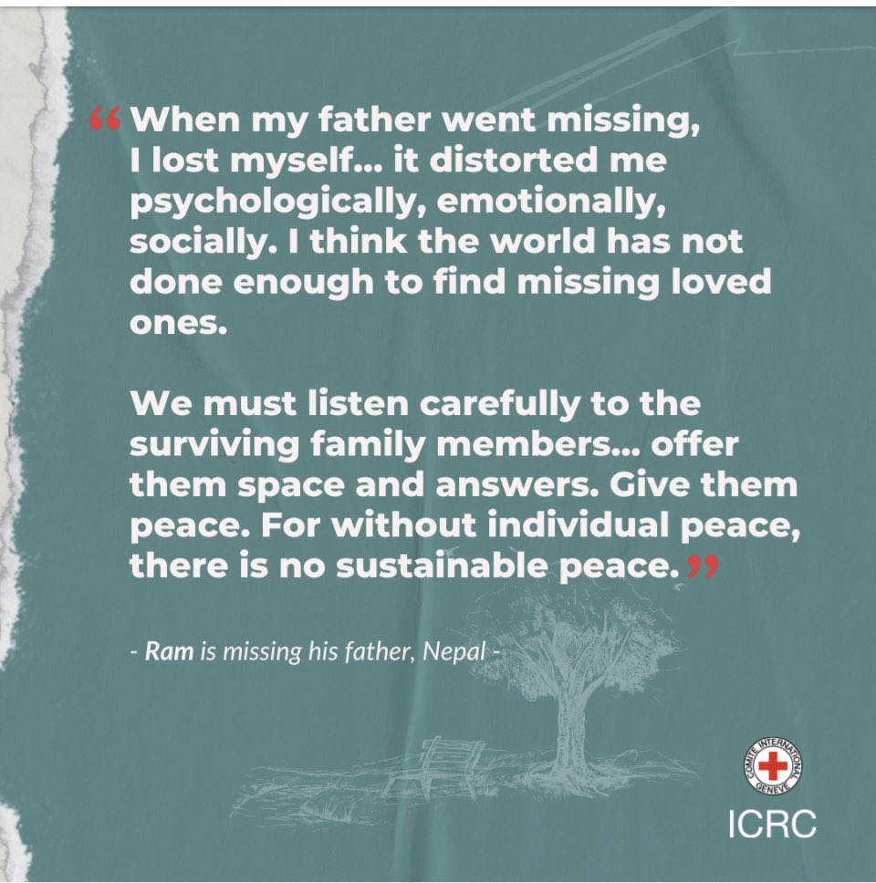 On #InternationalDayofDisappeared and every other day. Each and everyone of them deserve to have answers.
#right2know 
<a href="/ICRC/">ICRC</a>