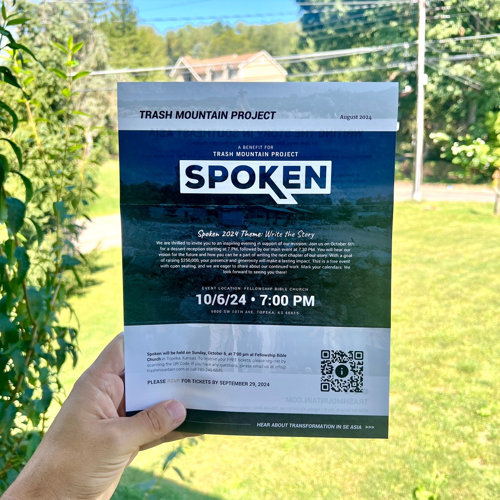 TrashMountain's tweet photo. Are you joining us?! 

This just hit mailboxes recently and has all the information about our upcoming benefit event, Spoken. We would love for you to attend.

10/6/24 • 7 PM • Fellowship Bible Church (Topeka, KS)

Register for FREE tickets here: https://t.co/sMfEMGq9Pj https://t.co/MDHvK56jCr