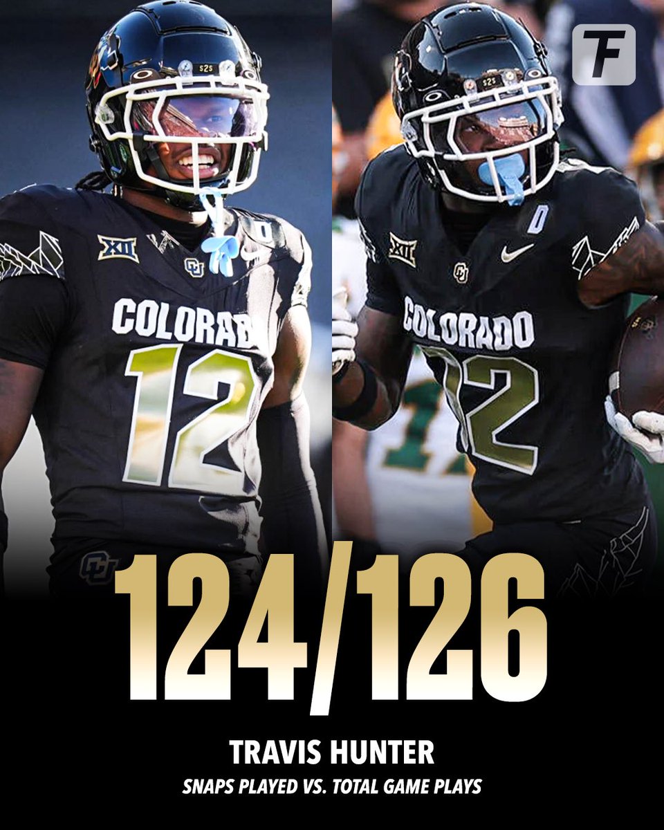 TheFinal__'s tweet photo. Out of 126 total plays (COL &amp; NDSU combined) Travis Hunter played a ridiculous 124 snaps on both offense and defense 🤯 https://t.co/Nn1SCNfYkH