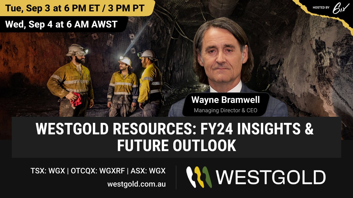 Join Wayne Bramwell, Managing Director and CEO of $WGX, for a financial year-end update. Hear about recent successes like the Fletcher Zone drill results and South Junction Ore Reserve, and learn what these mean for Westgold's future.

Register here: bit.ly/3YZzZpM