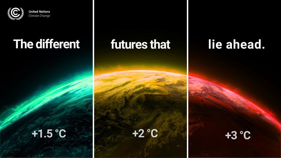 United Nations (@un) on Twitter photo The difference between 1.5°C, 2°C and 3°C global warming means vastly different scenarios for the future.
Our survival hinges on these few degrees.
Addressing the climate crisis & limiting temperature rise is possible if we #ActNow. un.org/actnow
—via <a href="/UNFCCC/">UN Climate Change</a> The difference between 1.5°C, 2°C and 3°C global warming means vastly different scenarios for the future.
Our survival hinges on these few degrees.
Addressing the climate crisis & limiting temperature rise is possible if we #ActNow. un.org/actnow
—via <a href="/UNFCCC/">UN Climate Change</a>