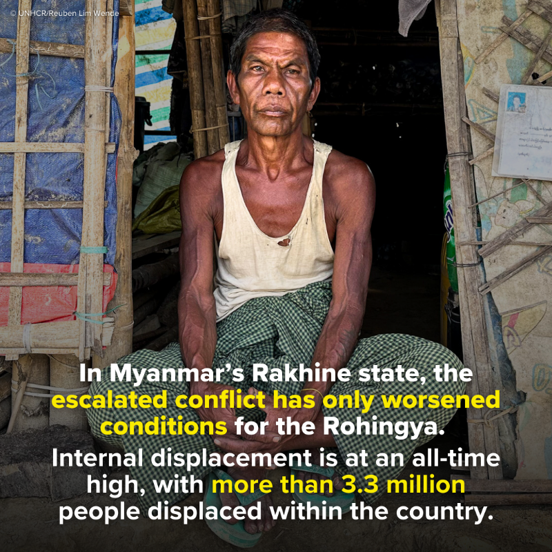 UN's tweet photo. Seven years ago, 700,000 Rohingya were #ForcedToFlee Myanmar to Bangladesh.

As the world's largest stateless community, they've endured generations of discrimination &amp; persecution.

@Refugees is calling for greater global support to address their immense humanitarian needs.