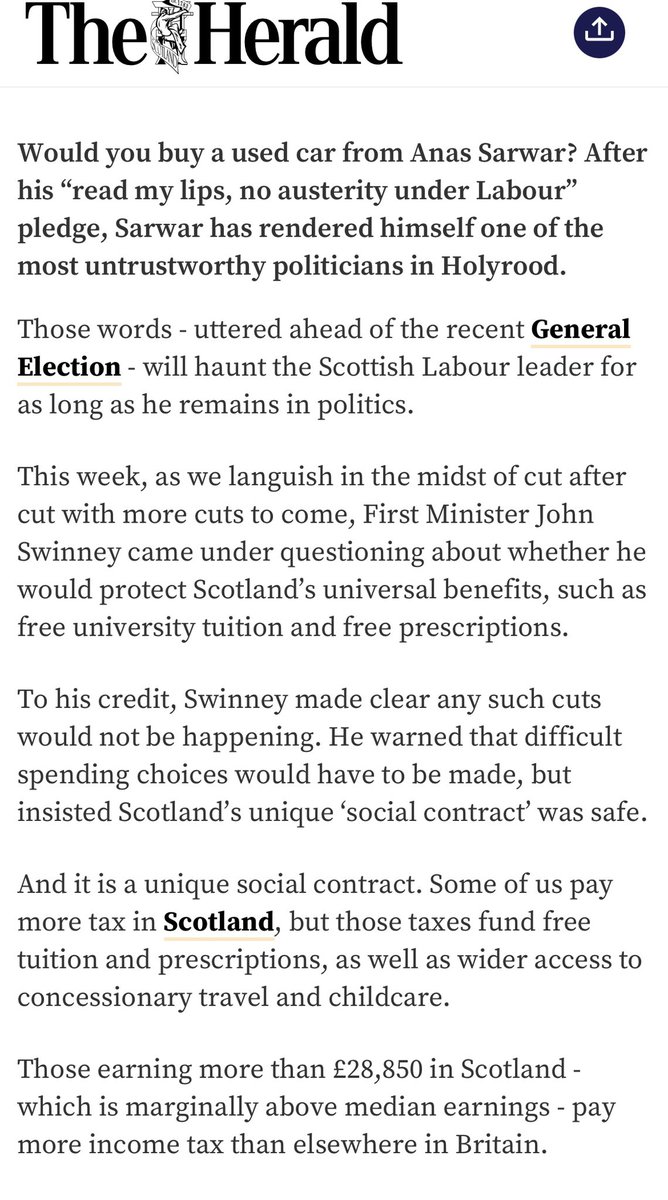 NeilMackay (@neilmackay) on Twitter photo Anas Sarwar cannot be trusted with free university tuition and free prescriptions if Scottish Labour win the next Holyrood election. Not after Starmer and his new round of brutal austerity
My Friday night column in <a href="/heraldscotland/">The Herald</a>
Here’s a link heraldscotland.com/politics/viewp… Anas Sarwar cannot be trusted with free university tuition and free prescriptions if Scottish Labour win the next Holyrood election. Not after Starmer and his new round of brutal austerity
My Friday night column in <a href="/heraldscotland/">The Herald</a>
Here’s a link heraldscotland.com/politics/viewp…