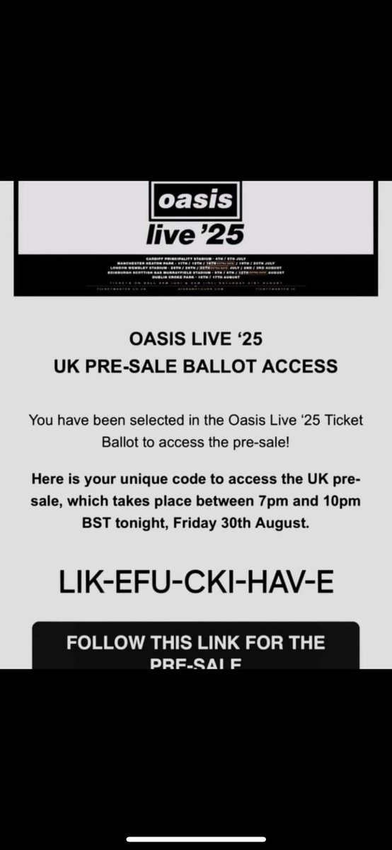 Oasis code for a one wanting presale 
#Oasis