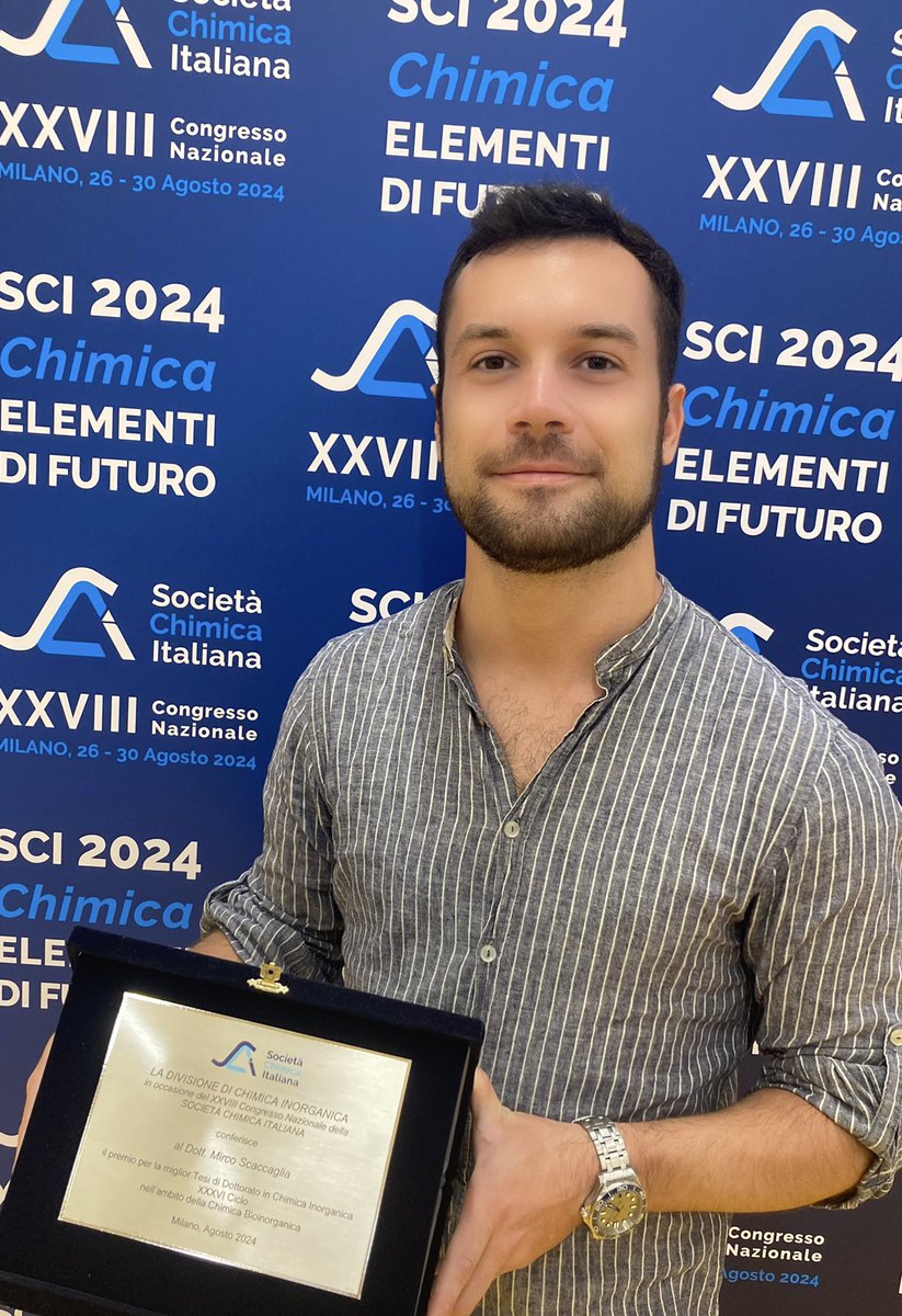 I’m honored to have my PhD thesis recognized as the Best in Inorganic Chemistry by the Italian Chemical Society <a href="/SocChimIta/">Società Chimica Italiana</a> at #SCI2024. A huge thank you to my supervisor @PeILaohu, the <a href="/ChemistryLab83/">Bioinorganic Chemistry Lab83</a> team, and <a href="/TheFreiLab/">The Frei Lab</a> 🎉