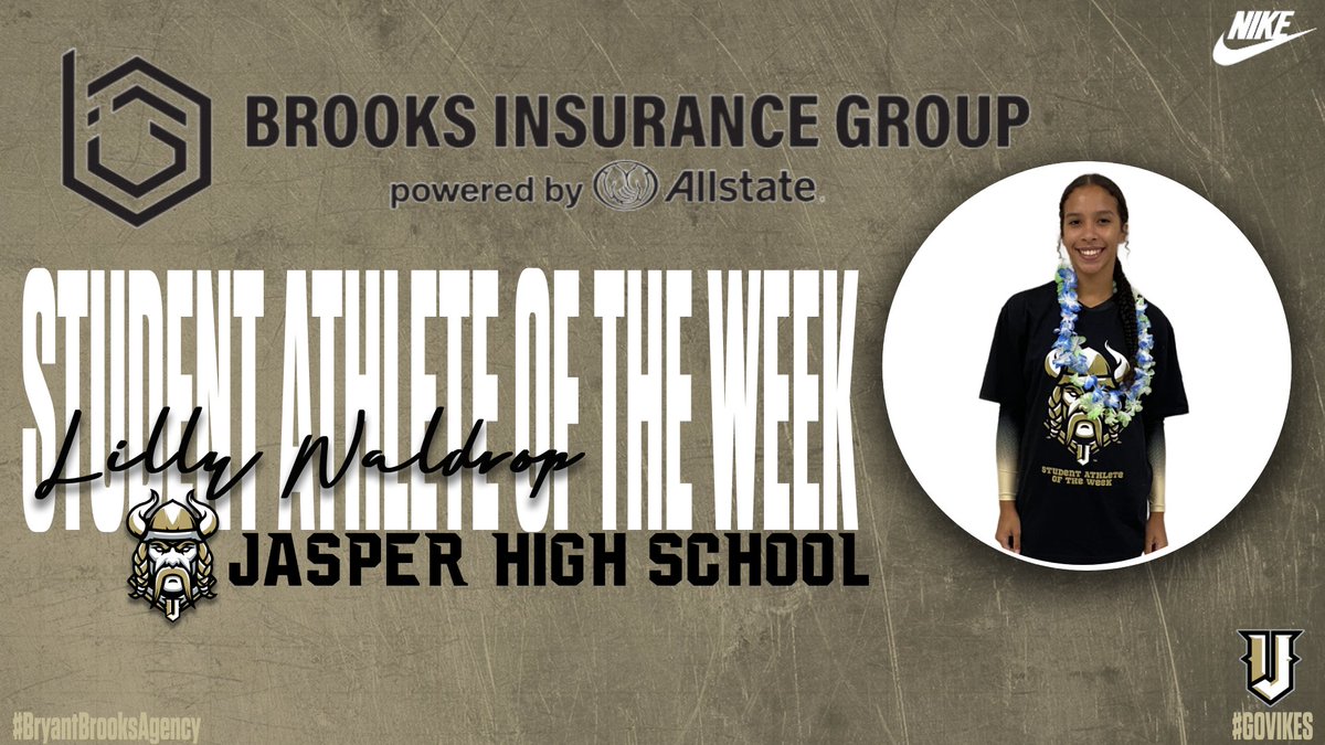 jaspervikes's tweet photo. Congratulations to Jr Volleyball and Track and Field Athlete Lilly Waldrop for being named the Bryant Brooks Agency Student Athlete of the Week! @JasperVikingsVB @JasperTFXC #BryantBrooksAgency #BrooksInsuranceGroup #GoVikes https://t.co/ASURG8WDyq