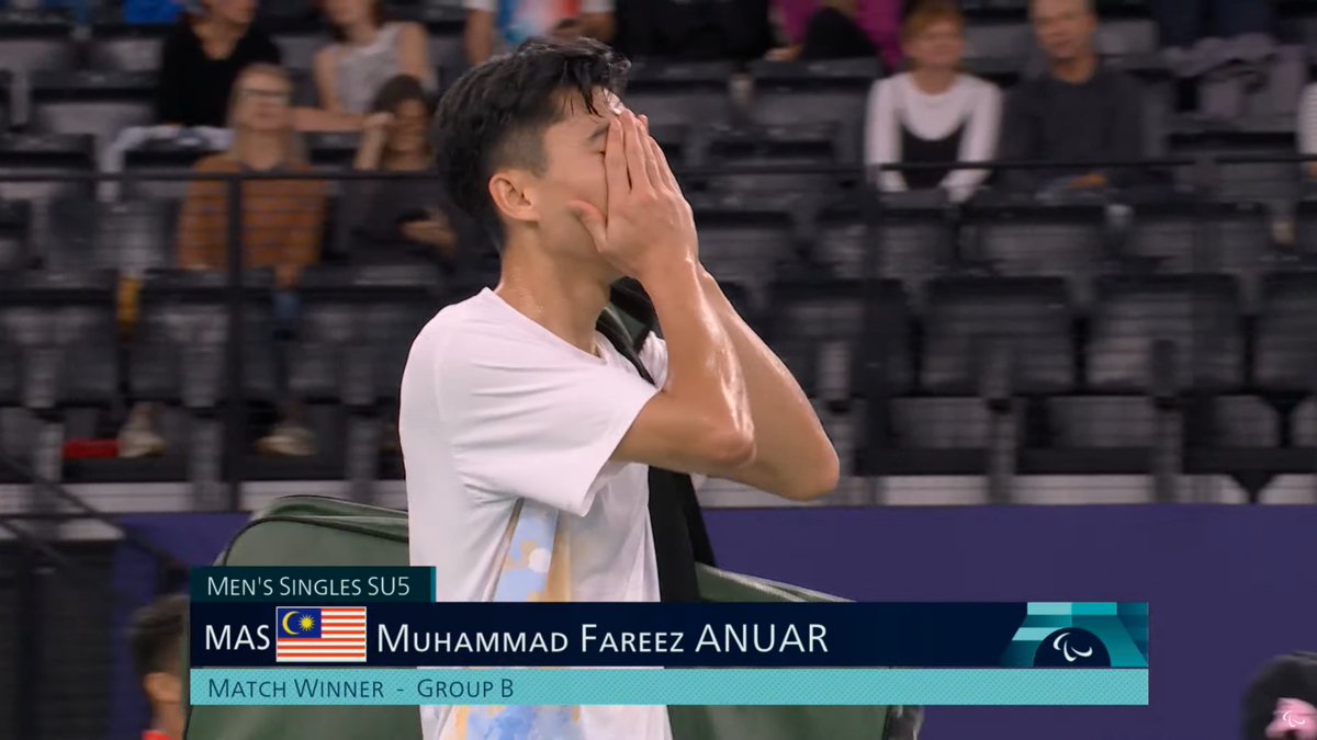 craigansibin's tweet photo. Paris 2024 Paralympic Games
📍 Paris, France 🇫🇷
🗓️ 30 Aug
🏸 #ParaBadminton
🛎️ Group Stage

Men's Singles SU5 (Group B)
🇲🇾 Muhammad Fareez Anuar 🆚 🇮🇩 Dheva Anrimusthi

14-21
21-19
21-19

WR#4 Fareez berjaya memperolehi 2 kemenangan setakat ini. Semalam tewaskan WR#2 dan harini WR#3!

Ada lagi satu perlawanan esok!

#BadmintonMalaysia #Paris2024 #Paralympics #SukanParalimpik #KitaSemuaTeamMAS