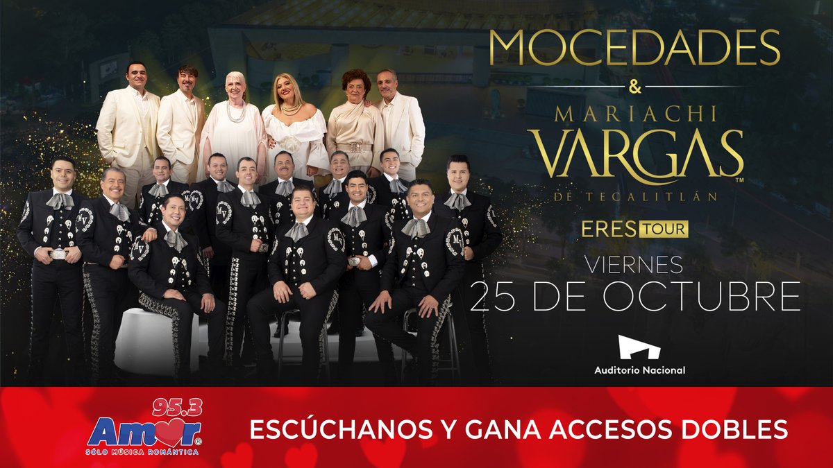 #CDMX ❤ ¡Disfruta de una noche llena de grandes clásicos! 🎤<a href="/Mocedades_/">Mocedades Oficial</a>  está de regreso en México y ahora compartirá escenario con el <a href="/MariachiVargas/">Mariachi Vargas Ofic</a>. 

🎟️Tenemos boletos para ti ¡Regístrate y participa!: ul.ink/1Y928B