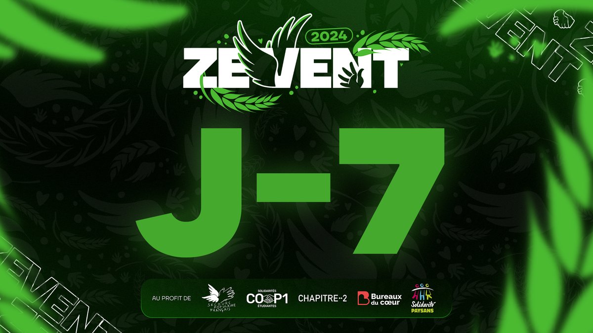 J-7 avant le #ZEVENT2024 !

Le marathon démarre le vendredi 6 septembre, mais n'oubliez pas que les festivités commencent avec notre grand concert d'ouverture le jeudi 5 septembre au Zénith de Montpellier !

Il reste des places sur la billetterie : my.weezevent.com/concert-zevent…