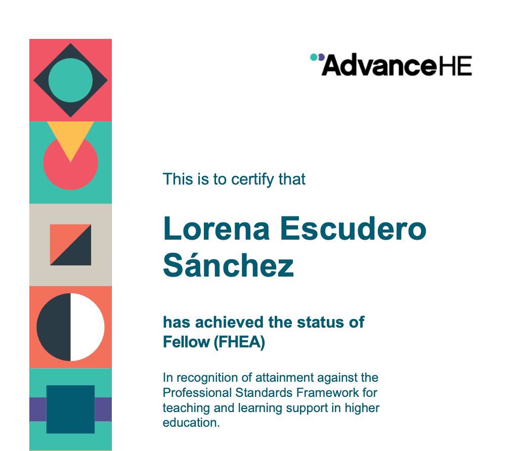 I'm happy to share that l've become a Fellow of the Higher Education Academy (FHEA), an achievement that means a lot to me as it reflects my dedication to teaching and supporting learning, and my commitment in the last year to strengthen my role as an educator. 🥰📚👩‍🏫