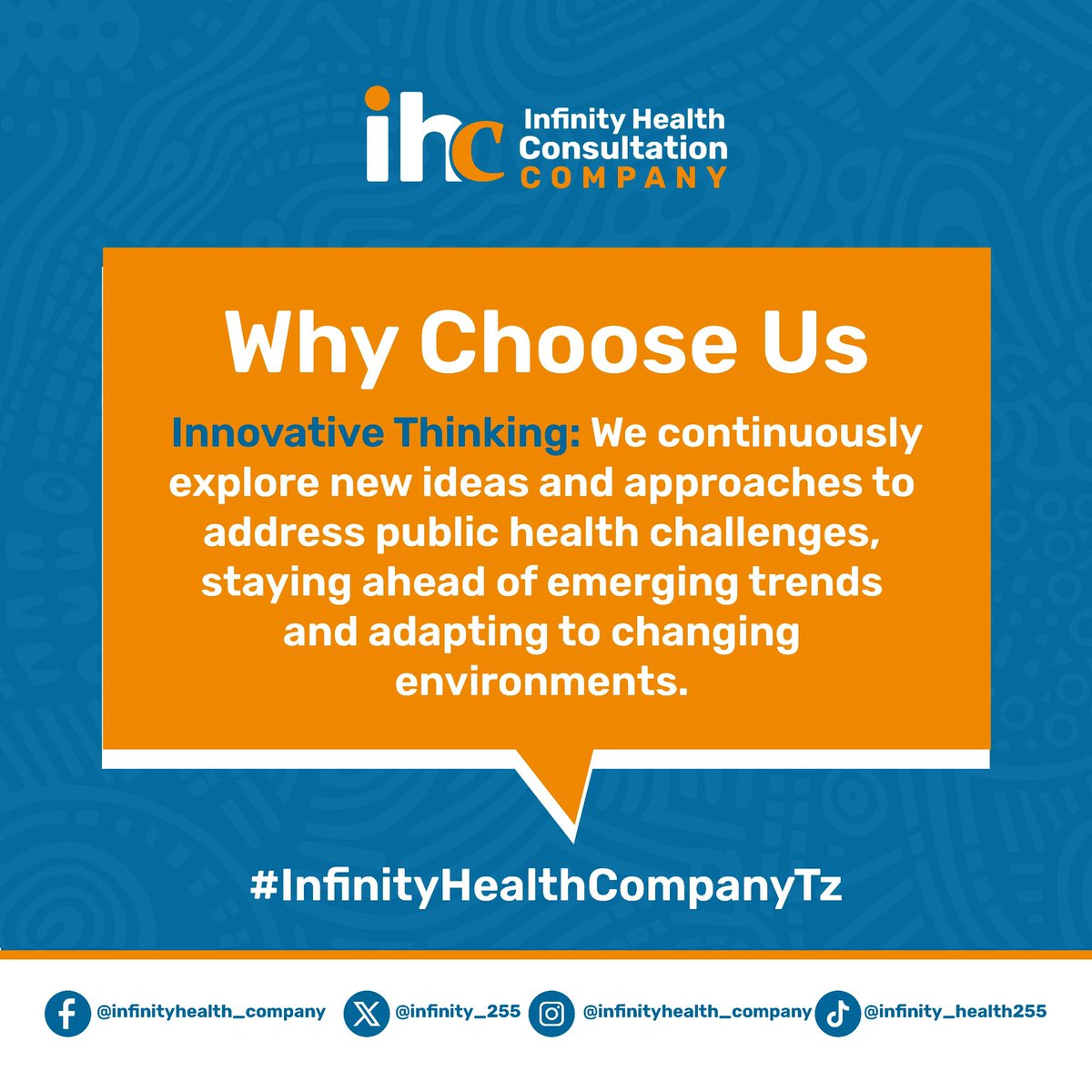 Infinity_255's tweet photo. Driving change through innovation! 🌟 We’re committed to exploring fresh ideas and strategies to tackle public health challenges, staying ahead of trends and adapting to every new wave. #InfinityHealthCompanyTz https://t.co/NG6cXudc1k