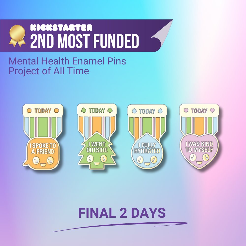 TheCompanionApp's tweet image. WE'RE MAKING HISTORY COMPANIONS! We are Kickstarter's 2nd Most Funded Mental Health Pin Campaign ever. You are part of something truly epic. So let’s keep going — share, shout, and let the world know that we are here &amp;amp; everyone is welcome! mentalhealthpins.com