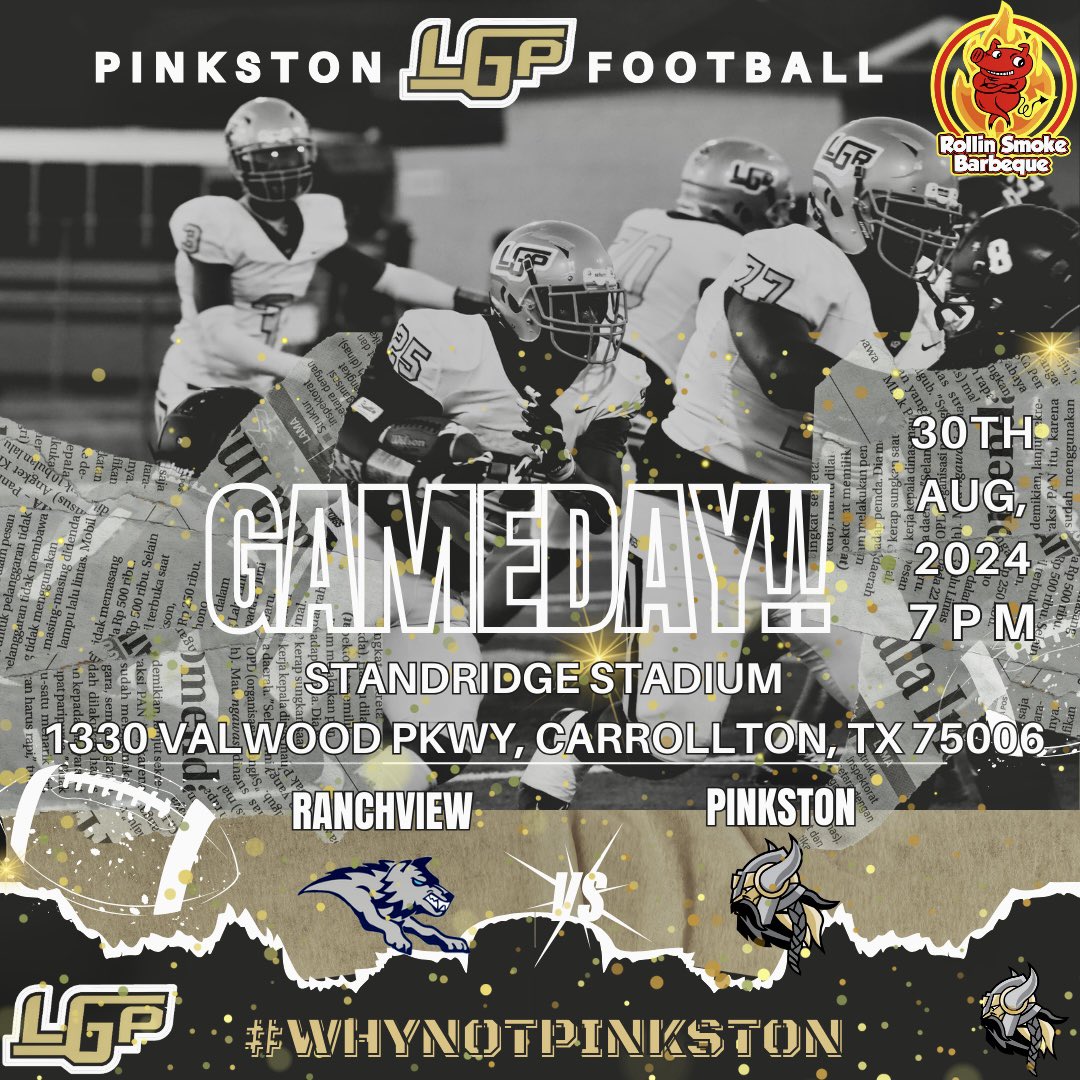 lgp_football's tweet photo. The time has finally come!! GAMEDAYYY!!!! Come support the Vikings as we kick off our season against Ranchview Tonight at 7pm! It’s gonna be a great one! #rowtheboat #whynotpinkston #potws https://t.co/huhr3vcHEu