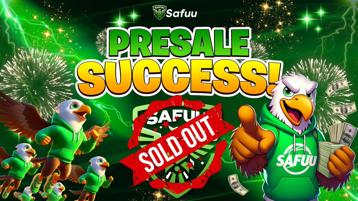 SafuuV2's tweet photo. 🏆 PRESALE SOLD OUT! 🏆
🥳 Congrats to all participants! Our Presale sold out in under 4 hours.
❓ Watch the countdown timer to Public Launch by visiting 👉  https://t.co/UUkPX9CVHk

@everyone https://t.co/Az6L9rur8Y