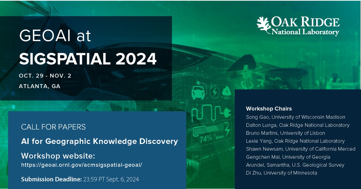 Song Gao (@gissong) on Twitter photo CFP: The deadline for paper submission to the #GeoAI workshop at SIGSPATIAL 2024 <a href="/SIGSPATIAL_GIS/">ACM SIGSPATIAL</a> has been extended to Sept. 6, 2024. geoai.ornl.gov/acmsigspatial-… CFP: The deadline for paper submission to the #GeoAI workshop at SIGSPATIAL 2024 <a href="/SIGSPATIAL_GIS/">ACM SIGSPATIAL</a> has been extended to Sept. 6, 2024. geoai.ornl.gov/acmsigspatial-…