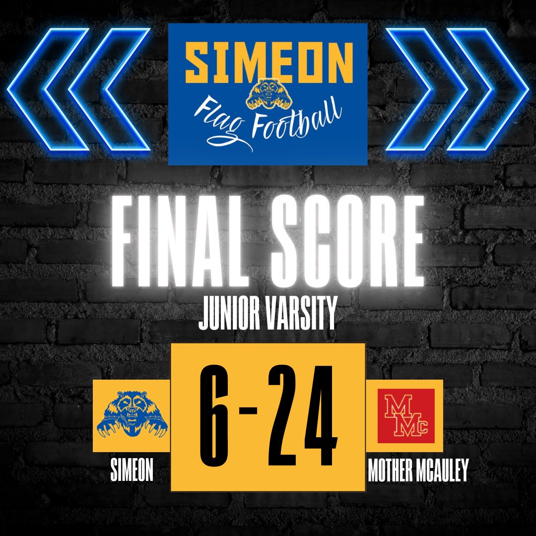Simeon Girls Flag Football (@scaflagfootball) on Twitter photo Varsity got its first IHSA win over Mother McAuley yesterday 34-14! Congrats to our players of the game #11 (3 passing TDs, 117 yards, 3 EP Conversions) & #8 with a crucial pick six. JV fell short 6-24. Thanks to all the fans who came out to support both schools!
<a href="/SimeonNation/">SimeonNation</a> Varsity got its first IHSA win over Mother McAuley yesterday 34-14! Congrats to our players of the game #11 (3 passing TDs, 117 yards, 3 EP Conversions) & #8 with a crucial pick six. JV fell short 6-24. Thanks to all the fans who came out to support both schools!
<a href="/SimeonNation/">SimeonNation</a>