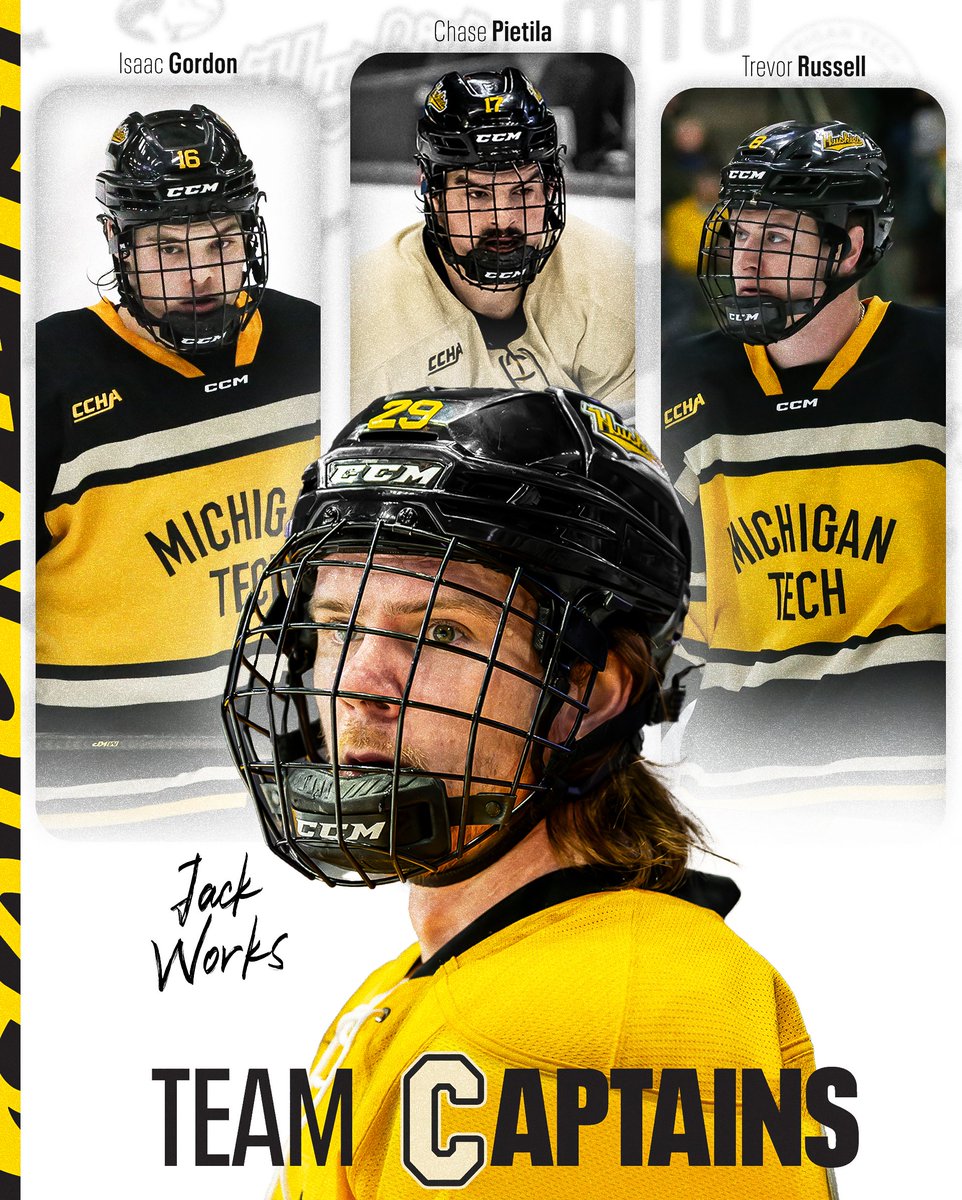 mtuhky's tweet photo. Jack Works has been named the Captain of the Huskies. Isaac Gordon, Chase Pietila &amp; Trevor Russell are alternates. 

📝 https://t.co/GyJIPisVoJ

#mtuhky #FollowTheHuskies https://t.co/t2Sm29VQai