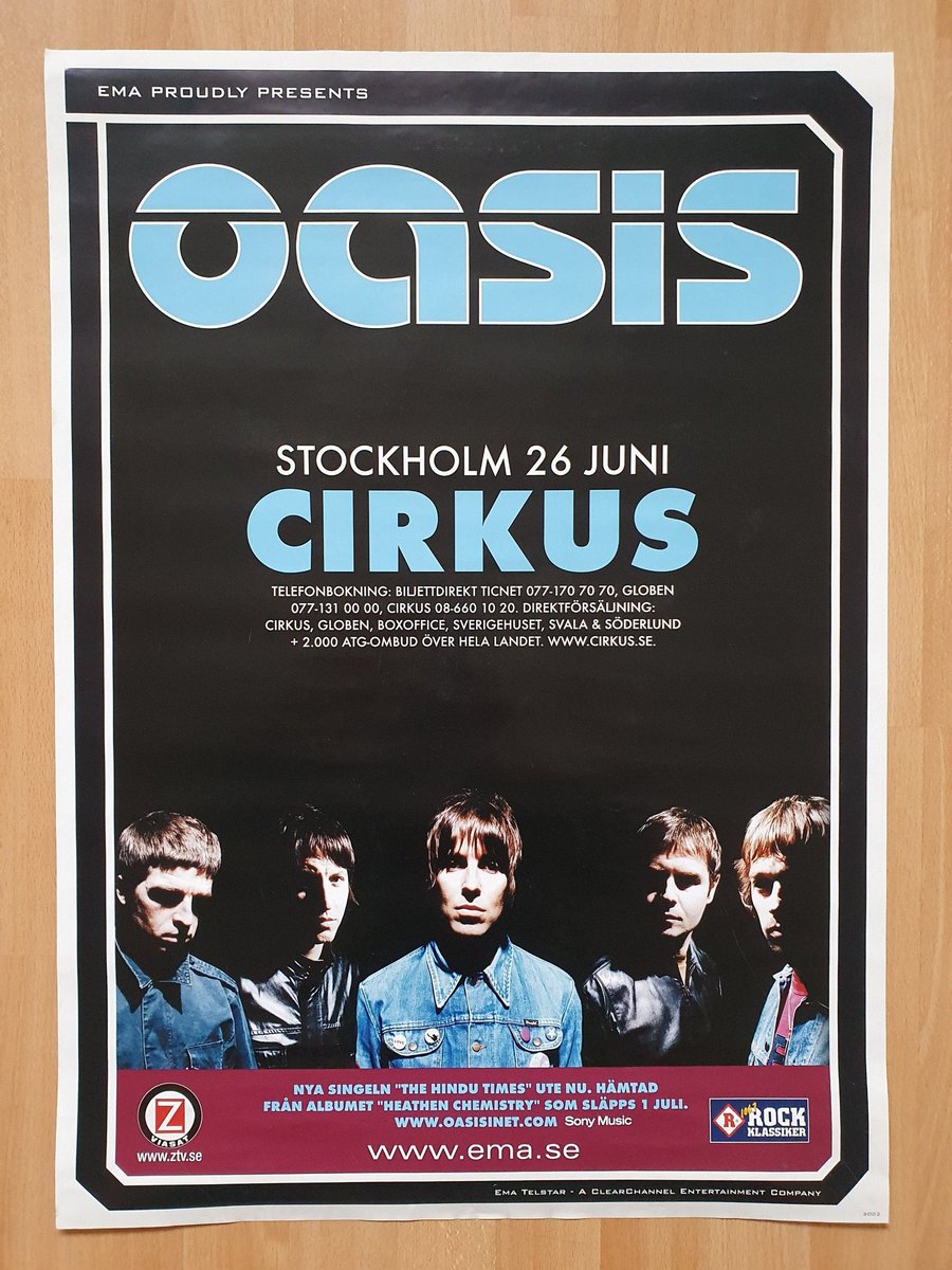 Vilka såg Oasis på Cirkus 2002? Soundtrack of Our Lives förband. Jag var 20 och stod i samma pissoar som Noel Gallagher på någon efterfest på Stureplan sen. Minns inte när jag slutade minnas vad som sades vid den där pissoaren men insåg nu att jag inte minns längre. RIP minnet