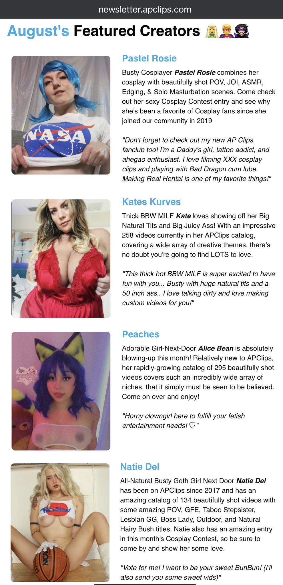 APClips Creator Team on X: Happy Last Day of August! Did you catch our  newsletter this month? We want to give a huge shout out to our @RealAPClips  Featured Creators for August!