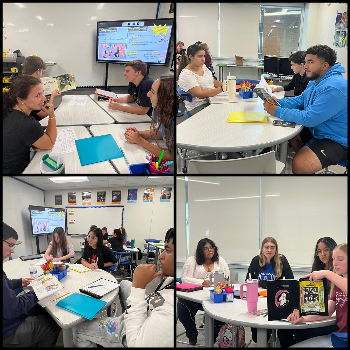 AP Lit kiddos analyzing children’s books with various literary lenses. Loving our new breakout rooms!! #wonkydonkey #chrysanthemum #missnelsonismissing #corduroy #monsters #alexanderhadabadday #wildtiger  <a href="/WFISDschools/">Wichita Falls ISD</a> #LegacyHighSchool
