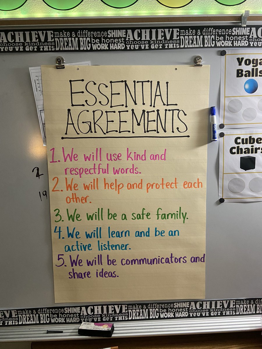Yesterday, students created their Essential Agreements! They broke off into groups, drafted some values within a classroom community, then came back as a group to form our final product… #enrich #engage #empower