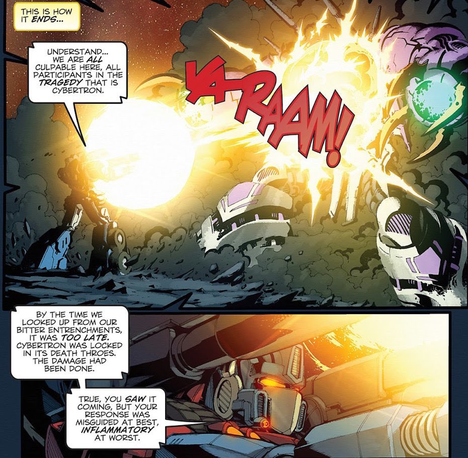 -Sephiroth!” Optimus tells him, before firing his shoulder cannons at Sephiroth. “They have lied to you! This won’t end with you enjoying your Promised Land with those you care about!”

“This power you’re wielding will destroy you!”

#𝐅𝐈𝐍𝐀𝐋𝐂𝐑𝐈𝐒𝐈𝐒 #𝕰𝐓𝐄𝐑𝐍𝐈𝐀