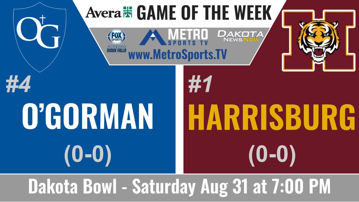 Avera Health Game of the Week 🏈
#1 Harrisburg at #4 O'Gorman
Saturday at 7pm
Watch/listen for free right here:
💻 metrosports.tv
📱 dakotanewsnow.com
📺Outlaw TV Channel 13.2
📻Fox Sports 98.1FM KWSN
<a href="/dakotasportsnow/">Dakota News Now Sports</a> <a href="/dakotanews_now/">Dakota News Now</a> <a href="/KWSNSports/">FOX Sports 98.1 Sioux Falls</a>
#sdpreps