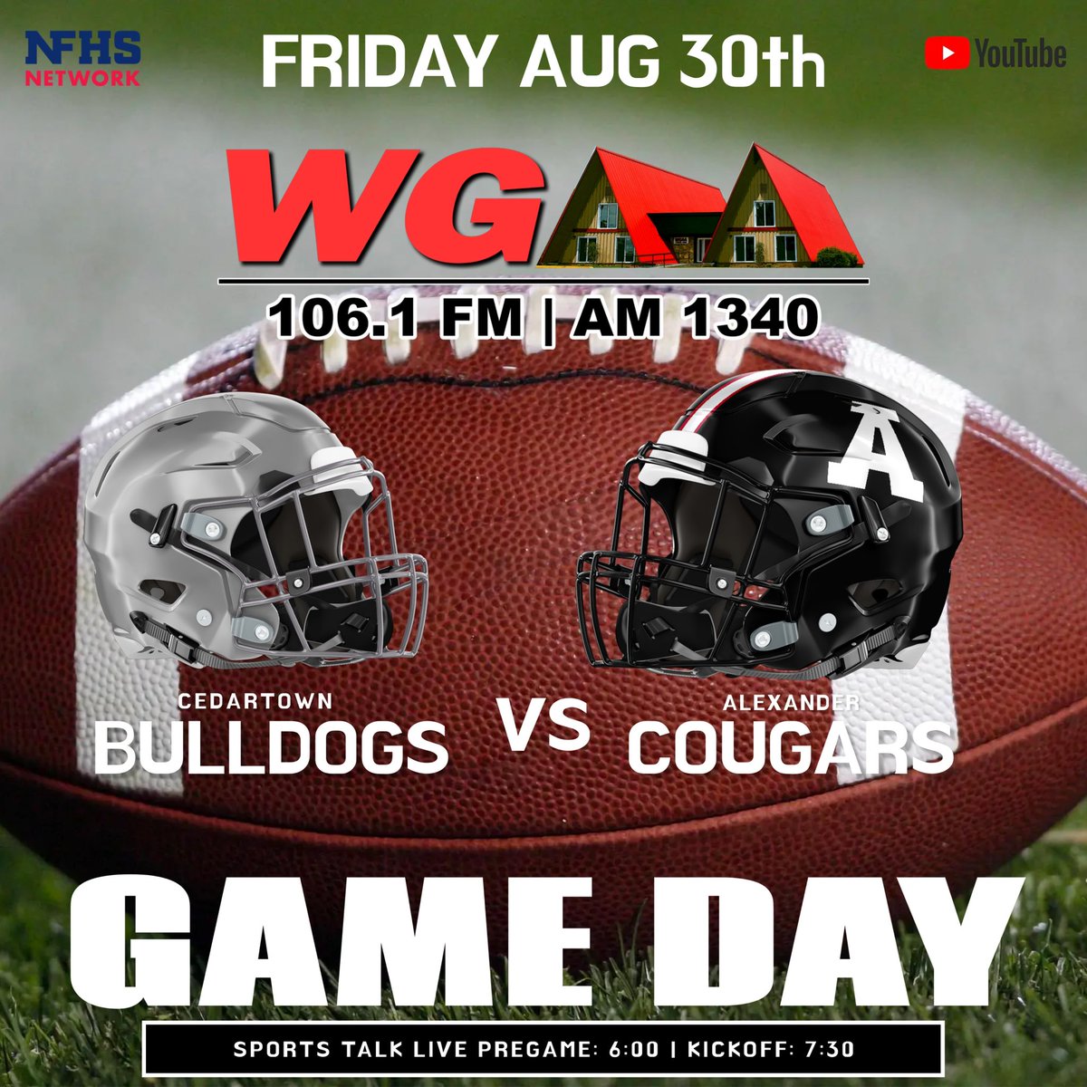 WGAA Radio (@wgaaradio) on Twitter photo It’s another Football Friday on the Big Double A! <a href="/CedartownF/">Cedartown Football</a> (2-0) face Alexander (1-1) on the road. Tune in to WGAA for the SportsTalk LIVE Pregame Show at 6pm followed by kickoff at 7:30 on the Cedartown Bulldogs Sports Network. <a href="/NFHSNetwork/">NFHS Network</a> <a href="/NwGaFootball/">NwGa Football</a> <a href="/StoneCold_Snook/">Chris McKelvey</a> It’s another Football Friday on the Big Double A! <a href="/CedartownF/">Cedartown Football</a> (2-0) face Alexander (1-1) on the road. Tune in to WGAA for the SportsTalk LIVE Pregame Show at 6pm followed by kickoff at 7:30 on the Cedartown Bulldogs Sports Network. <a href="/NFHSNetwork/">NFHS Network</a> <a href="/NwGaFootball/">NwGa Football</a> <a href="/StoneCold_Snook/">Chris McKelvey</a>