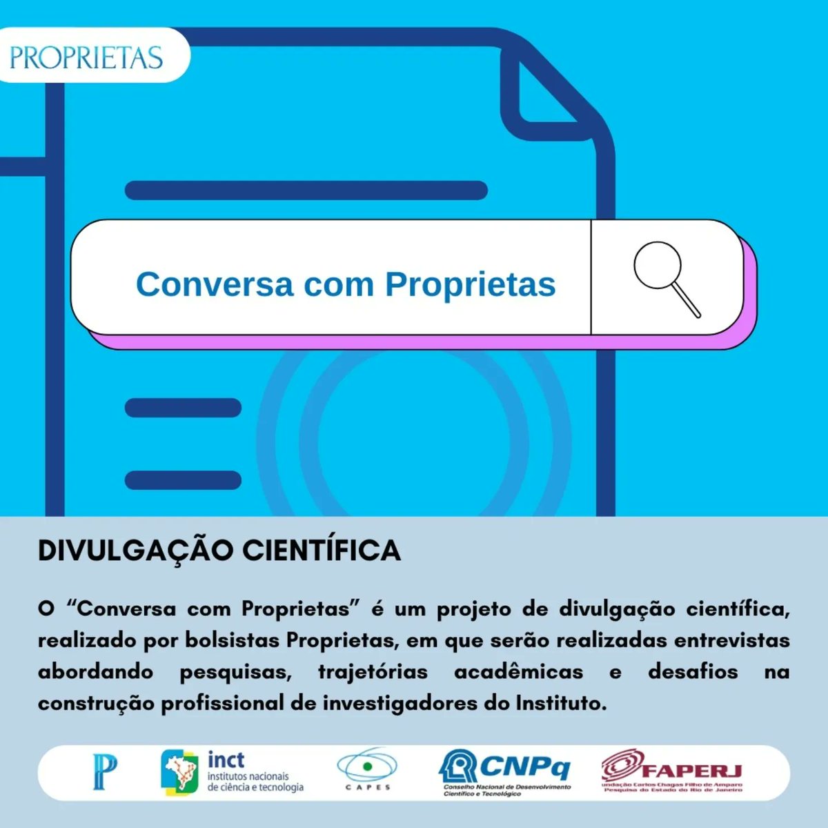 "Conversa com Proprietas" é novo espaço de divulgação científica do Instituto! E será publicado regularmente em nosso canal do YouTube (@INCTPROPRIETAS).

Saiba mais no link da bio!

#inct #proprietas