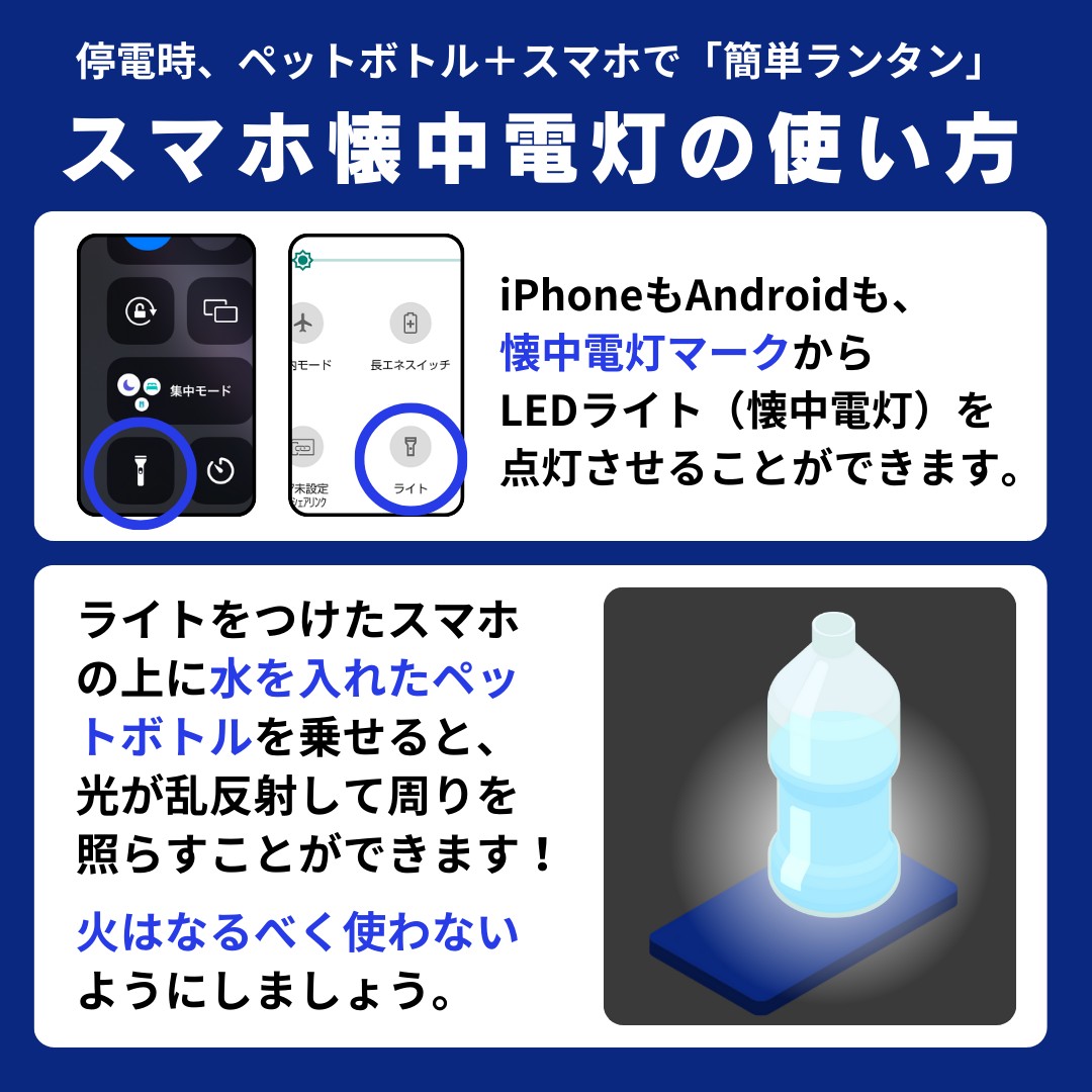 スマホ ライト の つけ 方