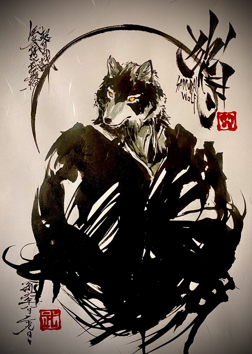 狼侍です。
#イラスト #筆ペン #狼侍 #獣人 #超自由戯画