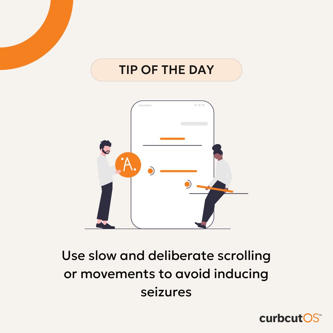 curbcutos's tweet photo. Slow and steady wins the race! Keep your design safe and accessible. Make sure any content that contains scrolling or movement is slow and deliberate to ensure full accessibility

#digitalaccessibility #enablement #accessibility #socialmedia #Section508 #WCAG https://t.co/WpEp2kMvoQ