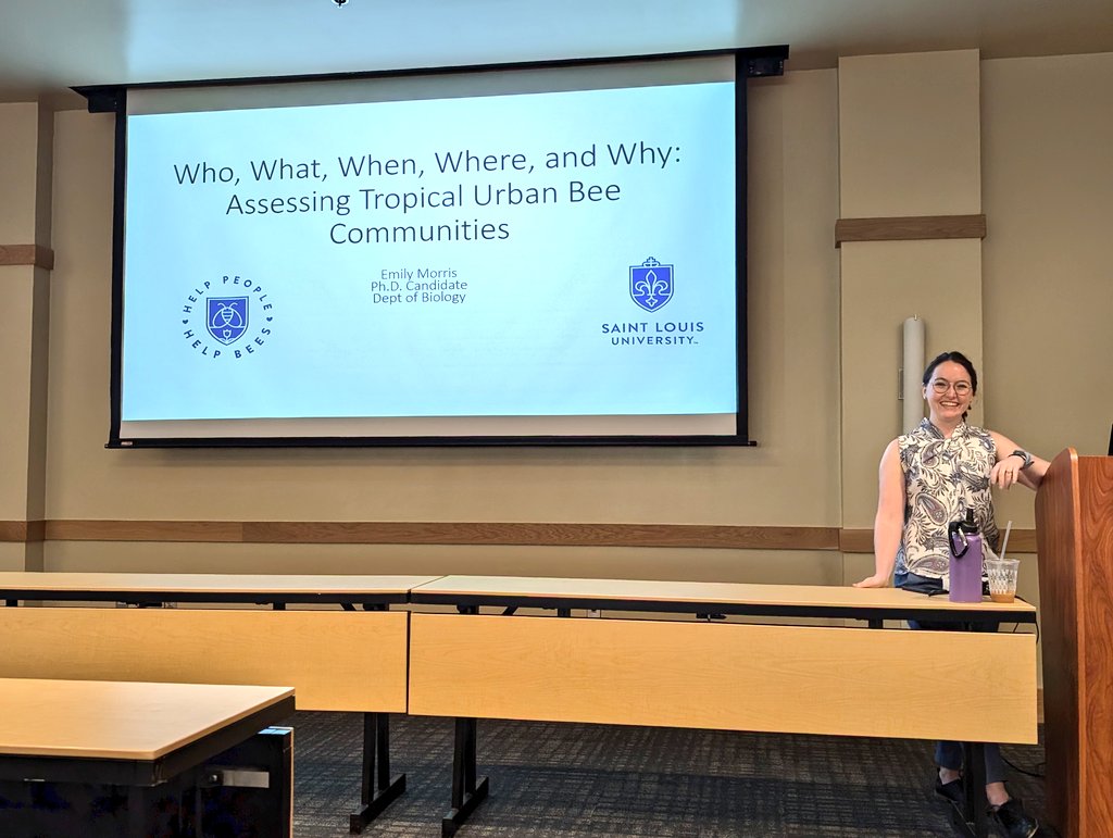 A big thank you to Emily Morris for visiting us at <a href="/pittstate/">Pittsburg State</a> and talking about her dissertation research on urban bees! 🐝 So glad we were able to meet at #URBIO this summer and make this connection 🙌

<a href="/egmorris46/">Emily Morris</a>
