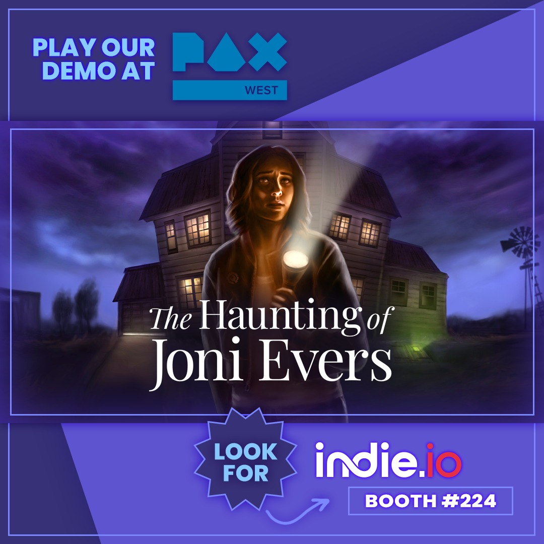 CausewayGames's tweet image. It&apos;s day 1 of #PAXWest! Come find us at the @join_indie_io booth (224) and play the demo for The Haunting of Joni Evers, our psychologically-thrilling narrative strollplayer. #IndieGame #NarrativeGame #Gaming #Gamers