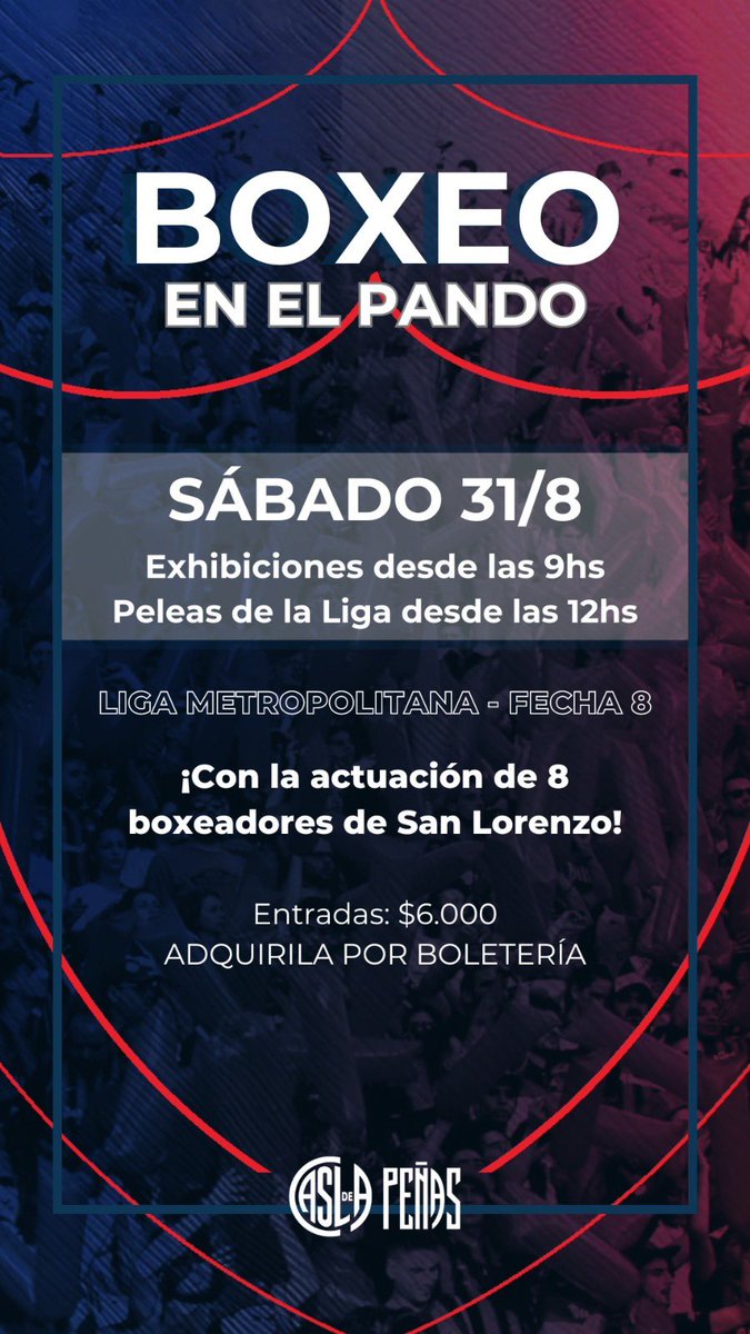 MPazTierraSanta's tweet photo. ¡Este sábado, el Pando se viste de gala para un emocionante día de boxeo! 
Invitamos a todas las peñas a apoyar a nuestros representantes ❤️💙

¡Nos vemos en el ring! 🥊
⁣⁣⁣⁣
#MasQue90Minutos ❤💙⁣⁣⁣⁣
#SLFederal 🇦🇷⁣⁣⁣⁣
#DeBoedoAlMundo ✈️🌍⁣ https://t.co/6UI71dUB73