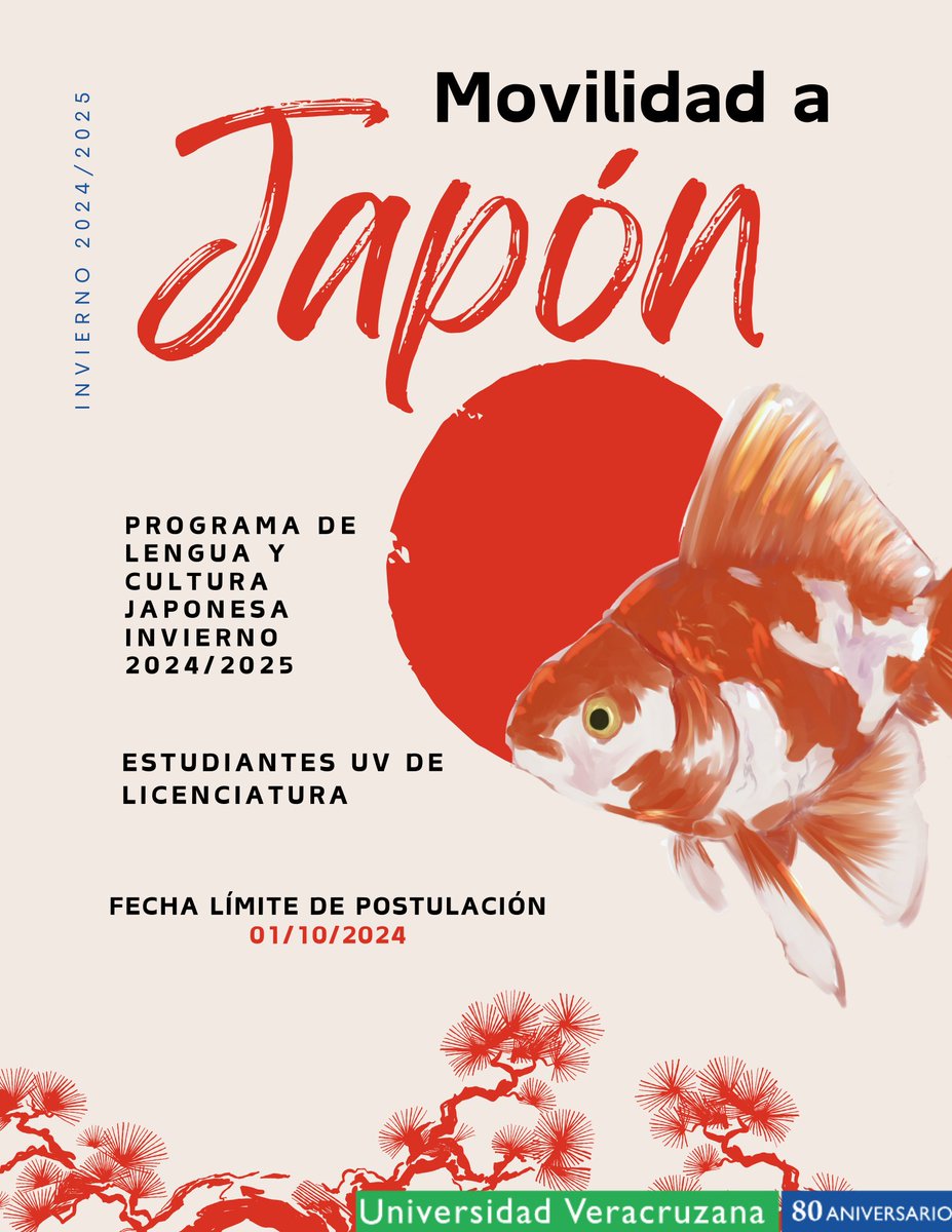 🌏✨ #EstudianteUV, ¡Aplica al Programa de Lengua y Cultura Japonesa Invierno 2024/2025 en la Universidad de Kanagawa! 🗾🎓

2 semanas aprendiendo japonés y explorando su cultura. 🍵✍️

Convocatoria hasta el 1 de octubre. 🇯🇵

🔗 uv.mx/movilidad/file…