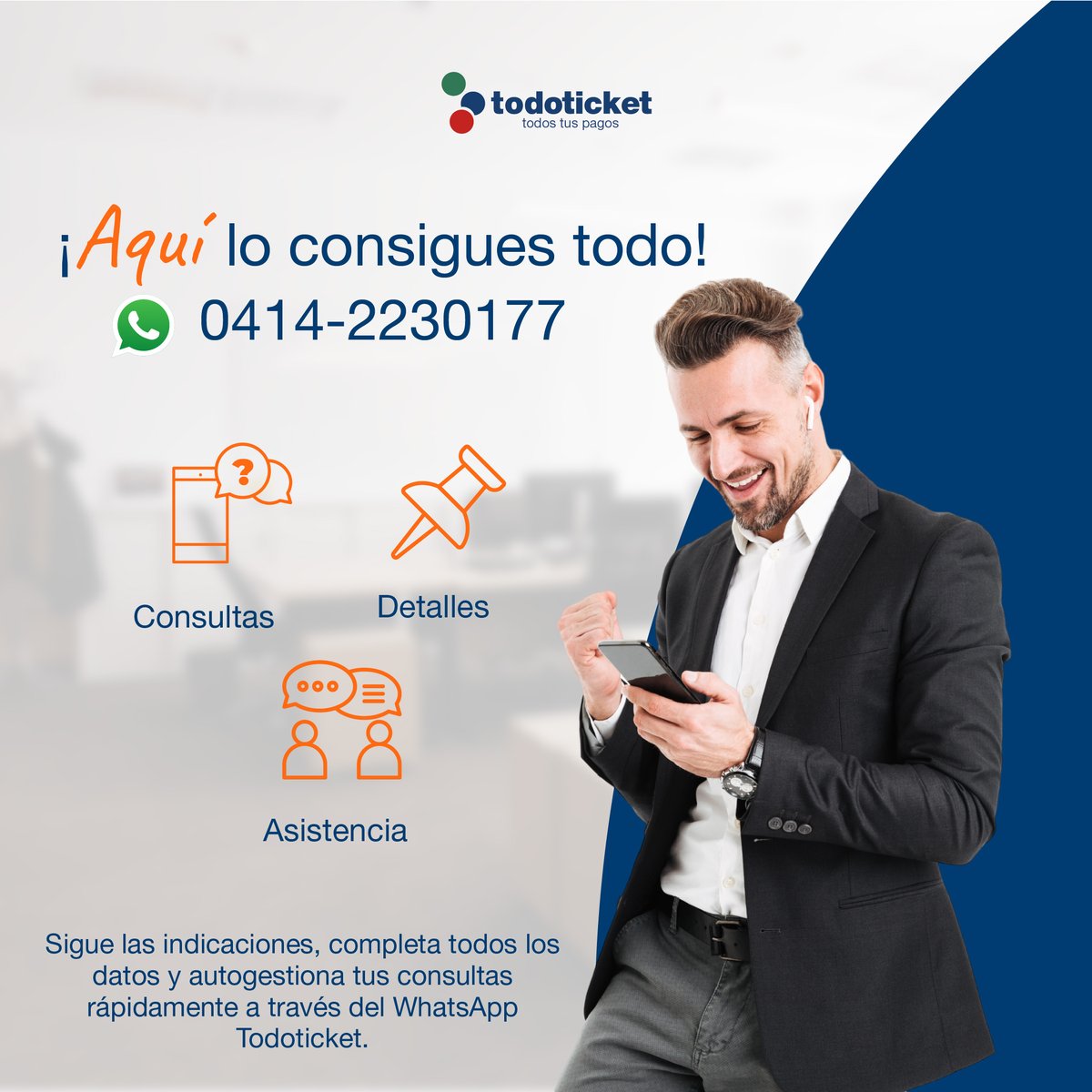 Todoticket te brinda asistencia precisa y cómoda para atender solicitudes y consultas, con un amplio menú de opciones 👇