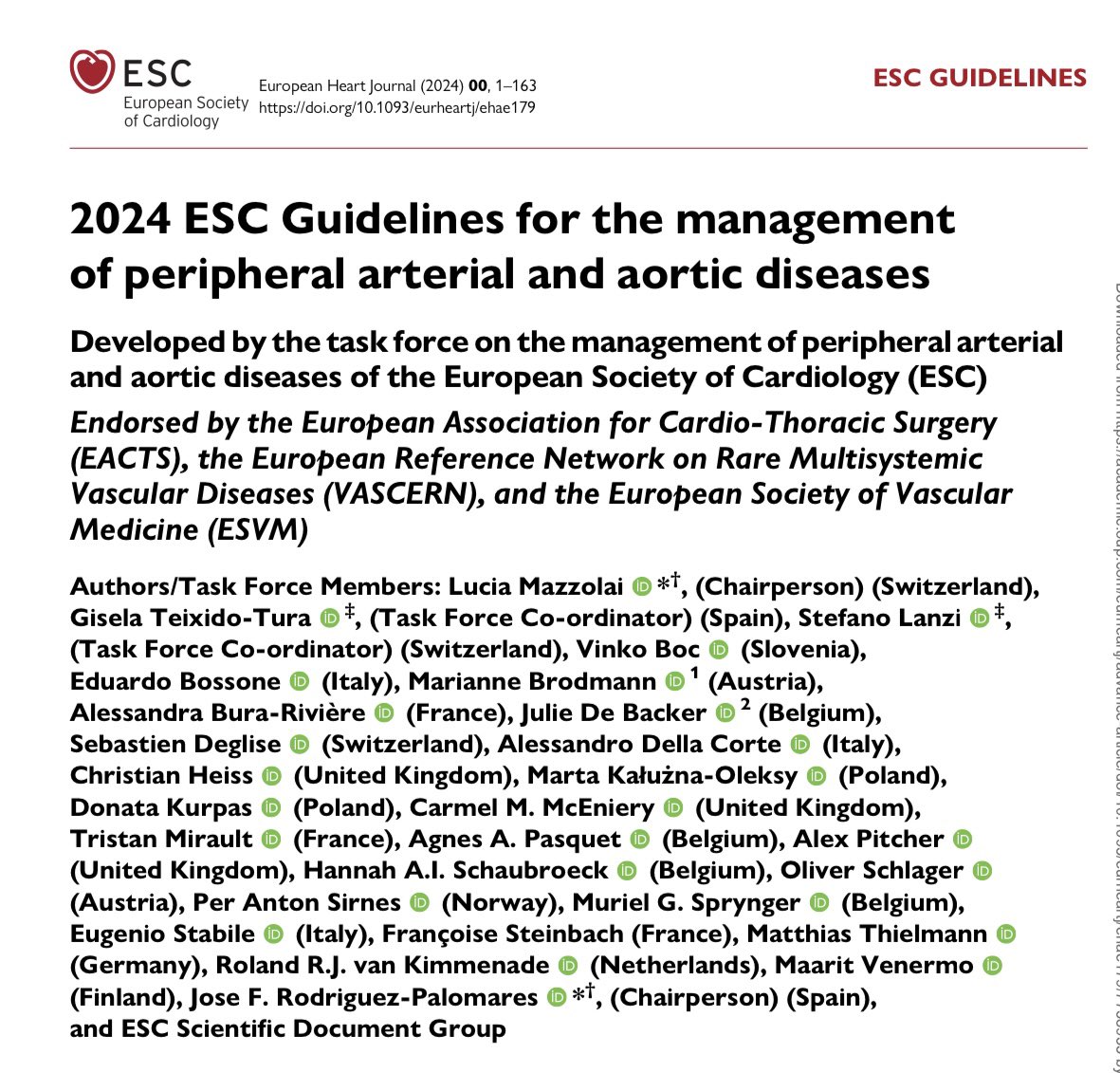 José F. Rodríguez Palomares (@jrodripalomares) on Twitter photo Very honored to have chaired the <a href="/escardio/">European Society of Cardiology</a> guidelines on the management of patients with peripheral arterial and aortic diseases. Thanks to the ESC and all the task force members for all their support and commitment. We did our best to have a practical and helpful document. Very honored to have chaired the <a href="/escardio/">European Society of Cardiology</a> guidelines on the management of patients with peripheral arterial and aortic diseases. Thanks to the ESC and all the task force members for all their support and commitment. We did our best to have a practical and helpful document.