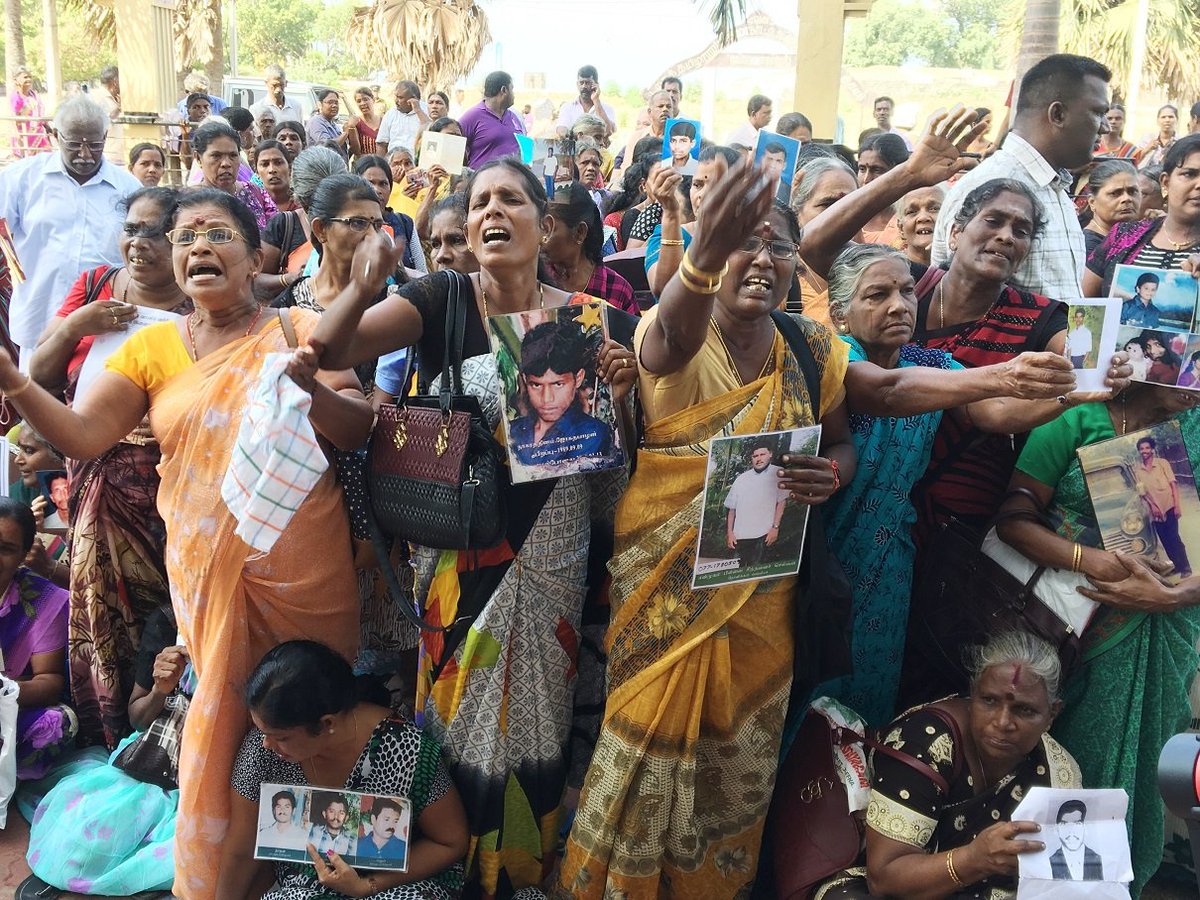 TheThanigasalam's tweet photo. Today, on the International Day of the Victims of Enforced Disappearances, I am raising my voice for all the mothers and families in Tamil Eelam who are continuing to uncover the fate of their loved ones. The Tamil Mothers of the Disappeared protests is one of the longest continued demonstrations in history, taking place for over 2700 days (over 7 years), where mothers and family members have been protesting to bring their loved ones back. 

The Sri Lankan state orchestrated one of the largest campaigns of enforced disappearances in the world, with over 100,000 Tamil people forcibly disappeared by the state. The crime of enforced disappearance is a crime against humanity under the Rome Statute, ICC’s founding treaty. 

On this day, we acknowledge the pain and suffering of the thousands of mothers and family members of the enforced disappeared while staying steadfast in our commitment to seek justice and accountability. #BringBackTamils