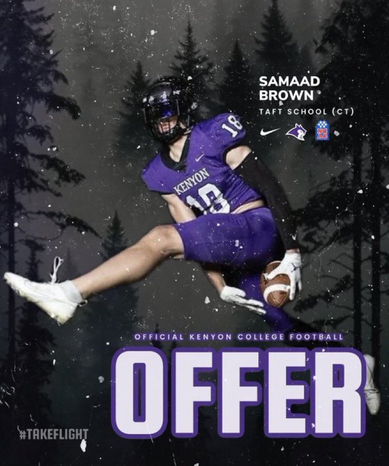 Samaad Brown (@samaadbrown) on Twitter photo Alhamdulillah! After a great conversation with <a href="/IanMGood/">Ian Good</a> and <a href="/officialKelvinM/">Kelvin Melgar</a> Iβm blessed to receive an offer of support through admissions from <a href="/KenyonFootball/">Kenyon Football</a>. Alhamdulillah! After a great conversation with <a href="/IanMGood/">Ian Good</a> and <a href="/officialKelvinM/">Kelvin Melgar</a> Iβm blessed to receive an offer of support through admissions from <a href="/KenyonFootball/">Kenyon Football</a>.