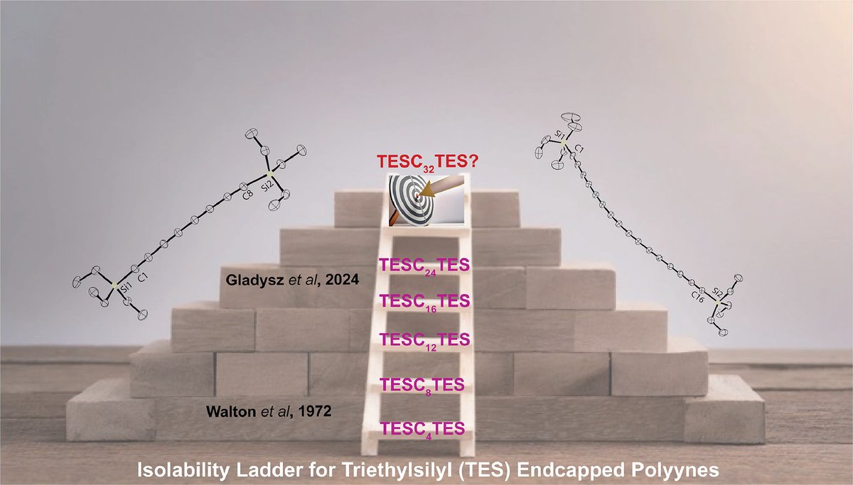 Sourajit Dey Baksi (@deybaksi) on Twitter photo Here's our tribute to Prof. Thomas Strassner's 60th birthday issue in JOMC! We present a series of triethylsilyl capped polyyne; TESCxTES, once thought unisolable, now characterized by NMR and X-ray structures. Polyynes are on the roll in Texas!
doi.org/10.1016/j.jorg… Here's our tribute to Prof. Thomas Strassner's 60th birthday issue in JOMC! We present a series of triethylsilyl capped polyyne; TESCxTES, once thought unisolable, now characterized by NMR and X-ray structures. Polyynes are on the roll in Texas!
doi.org/10.1016/j.jorg…