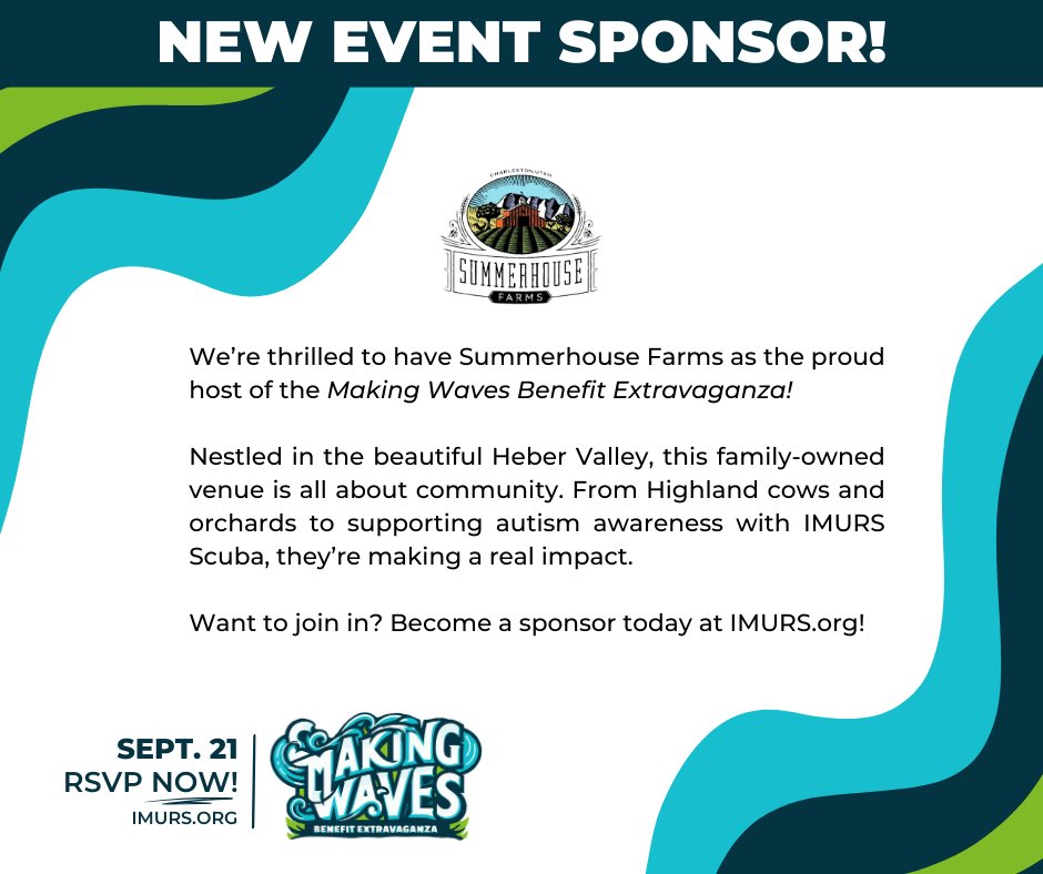 IMURS_SCUBA's tweet photo. We’re thrilled to have The Summerhouse Farms as the proud host of the #MakingWaves Benefit Extravaganza!
Get your tickets now at the link in our bio! https://t.co/t9J5wV7JAe