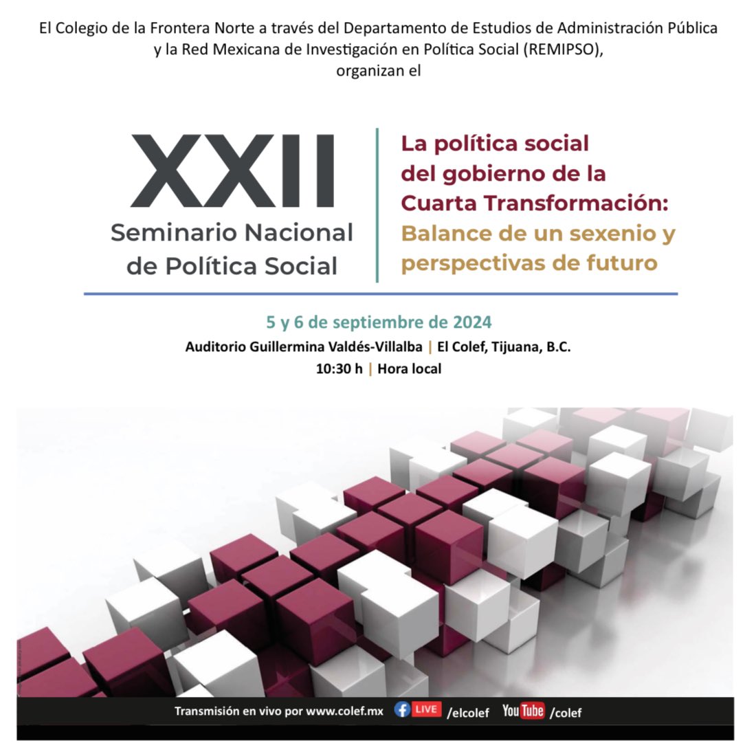 REMIPSO's tweet photo. 📢 ¡Te invitamos a leer el programa del XXII Seminario Nacional de Política Social!

🗓️ 5 y 6 de septiembre de 2024

No te pierdas los temas y ponentes que abordarán la política social en México. 🌎

🎥 Transmisión en vivo: https://t.co/EXiButvXtG
📩 Informes: deap@colef.mx https://t.co/Mg28QguKPb