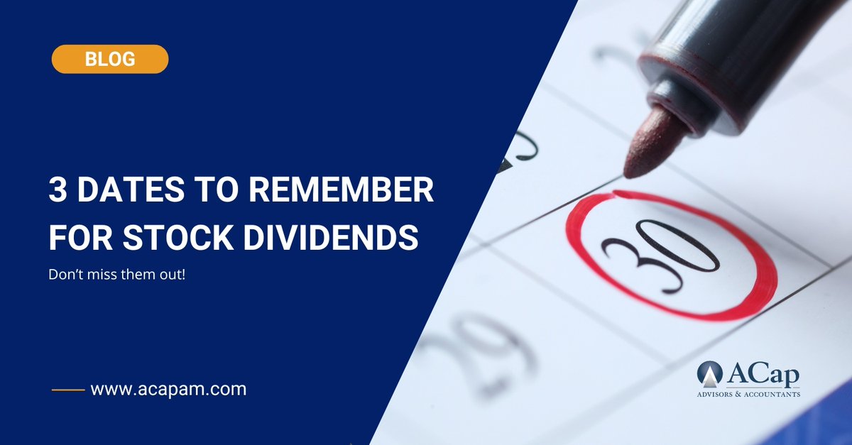 acapam's tweet image. You could potentially miss out on a cash dividend if you do not pay attention to the three key dates mentioned below.👇 

1) Date of Declaration
2) Date of Record
3) Date of Payment

Read more at hubs.la/Q02N8Jf-0

#fiduciary #financialadvisor #stockdividend #cashdividend