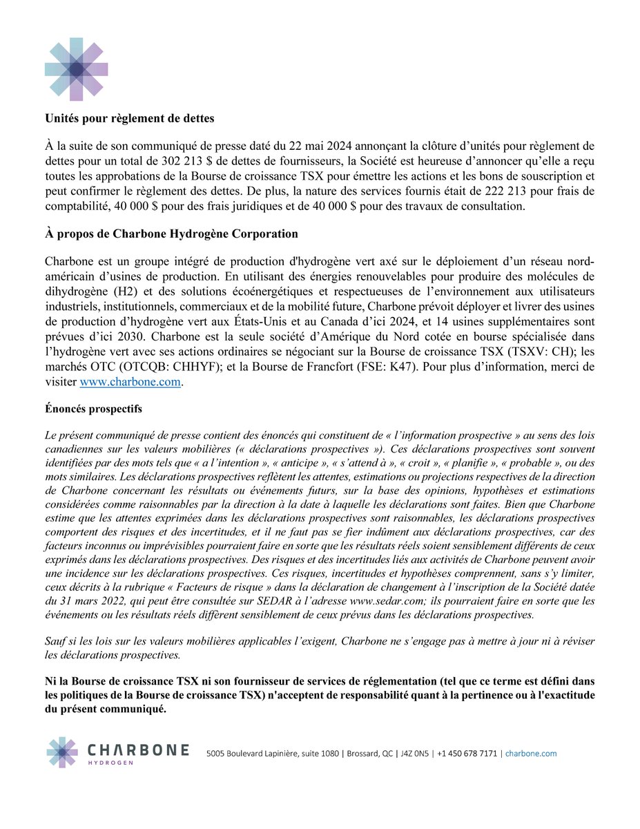 CHARBONE HYDROGÈNE ANNONCE LES RÉSULTATS FINANCIERS T2 2024
#hydrogenequebec #hydrogen #hydrogeneconomy #hydropower #hydrogencanada #hydrogenusa #hydropower